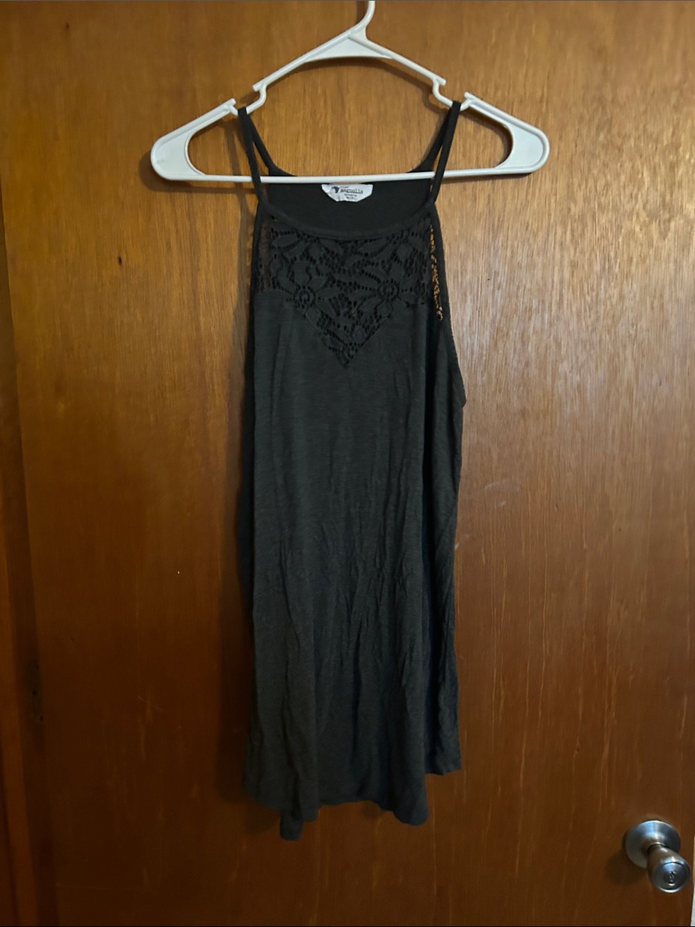Black Crochet Yoke Tank Top - Women